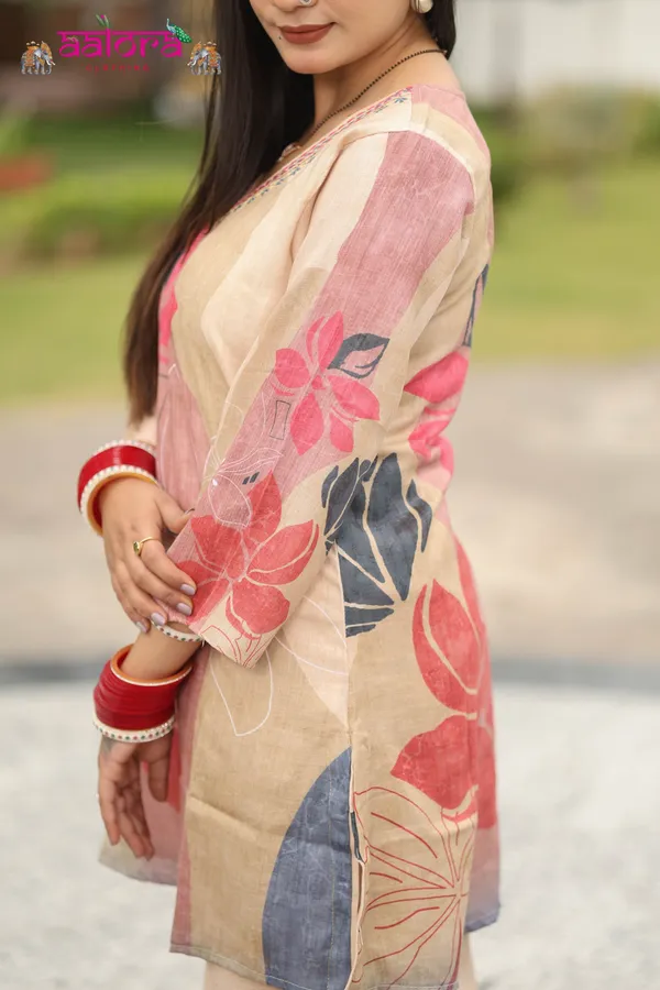 Beige_Khadi_Cotton_Digital_Print_Thread_Neck_Work_Co-Ord_Set_For_Women