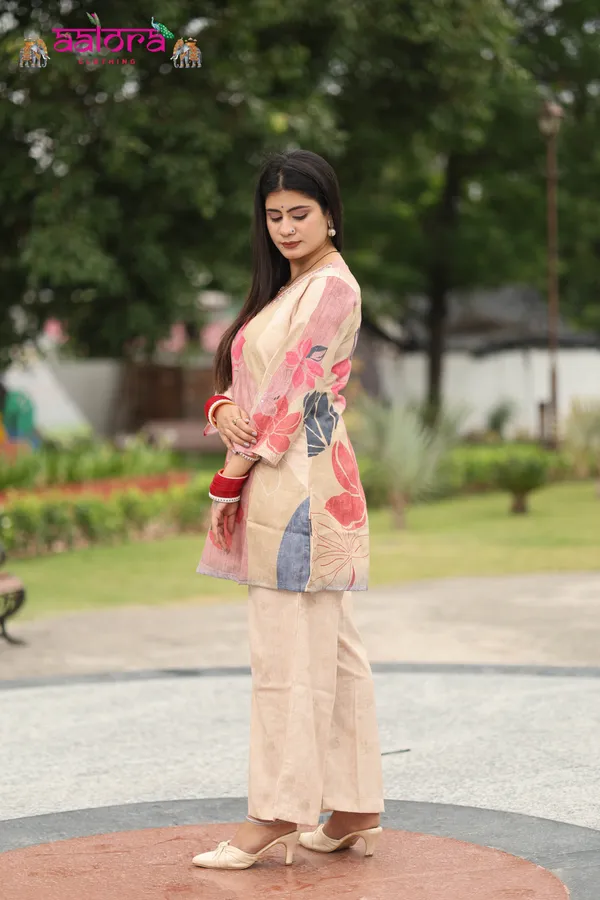 Beige_Khadi_Cotton_Digital_Print_Thread_Neck_Work_Co-Ord_Set_For_Women
