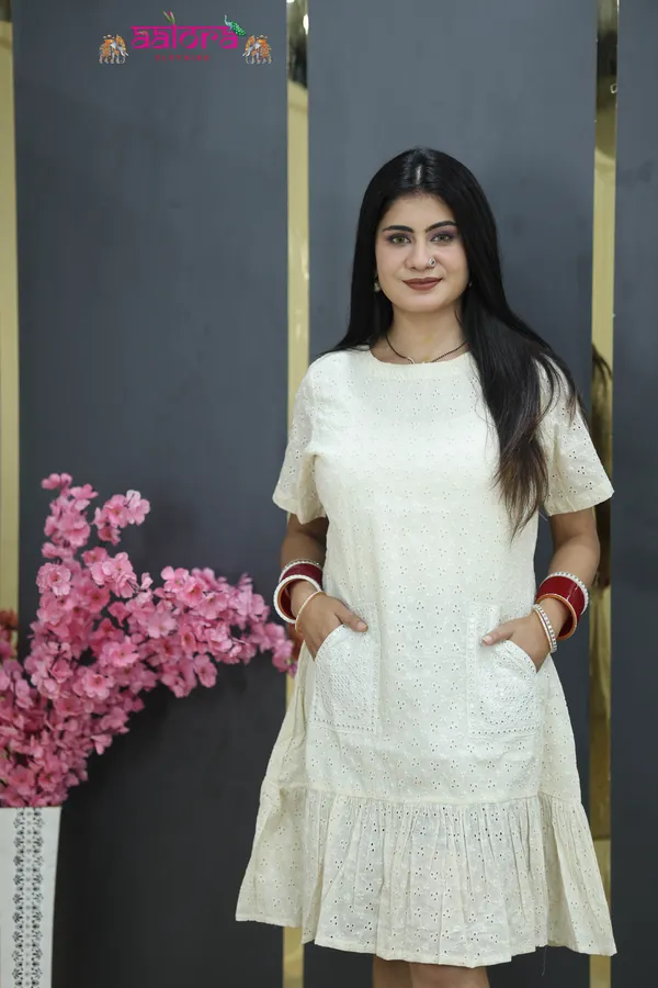 Faun_Khadi_Cotton_Lucknowi_Work_Pocket_Work_Dress_For_Women