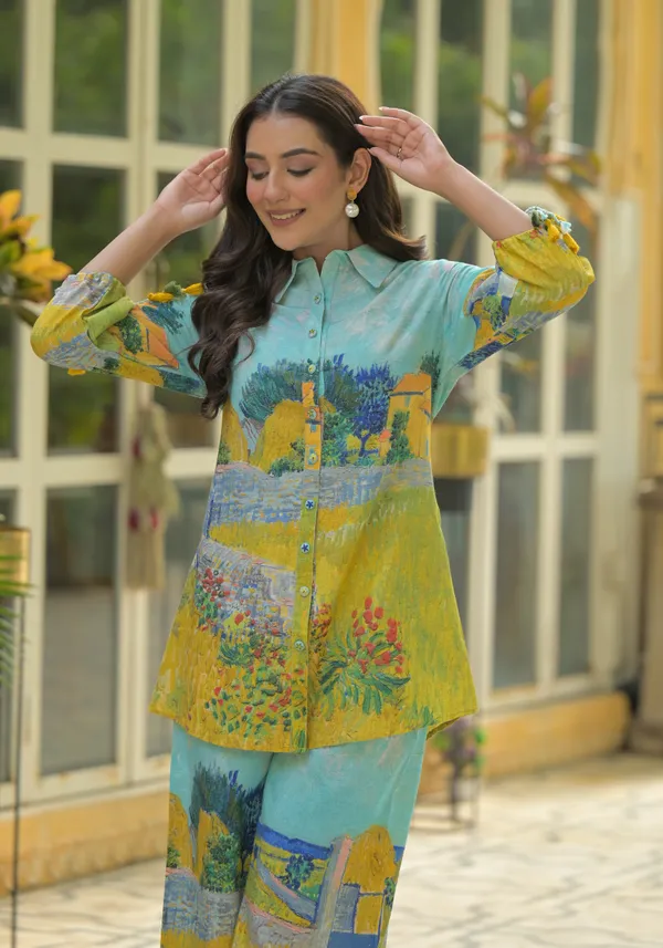 Multicolour_Shirt_Style_Coord_Set_with_Hand_Print_