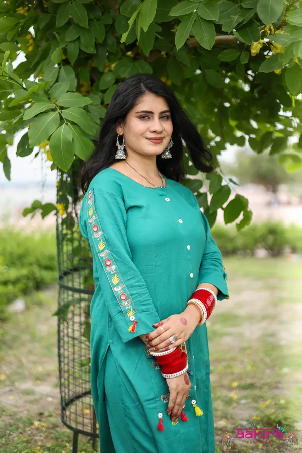 Green_Sleeve_Design_Front_Pocket_Long_Co-Ord_Set_For_Women