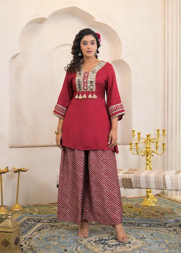 Muslin_Cotton_Mahroon_Suit_with_Mirror_Work_and_Printed_Dupatta