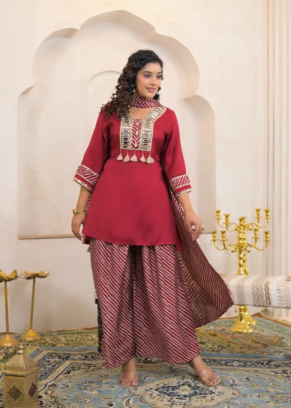 Muslin_Cotton_Mahroon_Suit_with_Mirror_Work_and_Printed_Dupatta