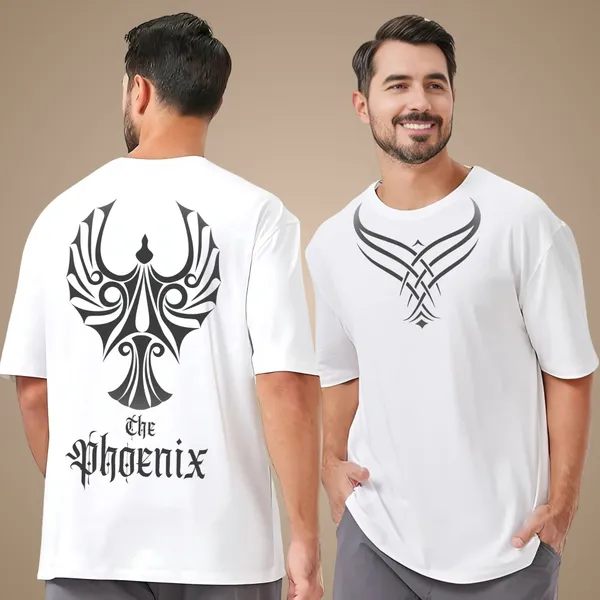 White_Cotton_Phoenix__Graphic_Printed_Oversized_T-Shirt_|_For_Men