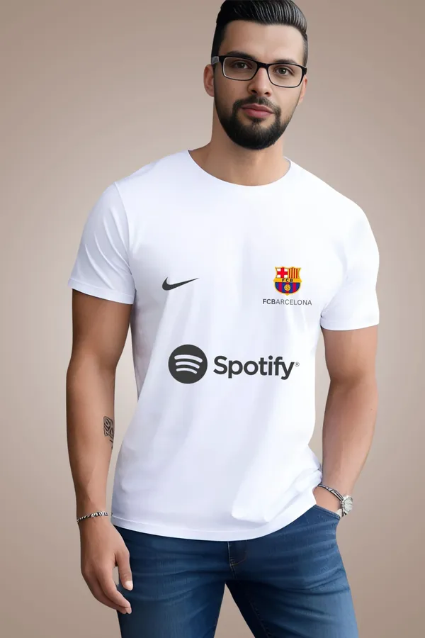 White_Cotton_Regular_Fit_Fc_Barcelona_Printed_Jersey_T-Shirt_|_For_Men