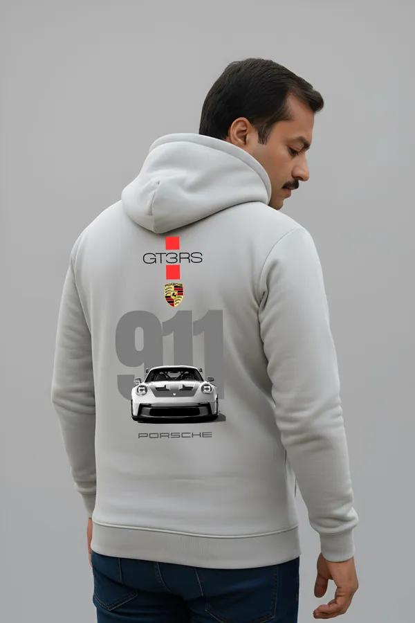 Melange_Fleece_Regular_Fit_Porsche_911_Gt3_Printed_Hoodie_|_For_Unisex