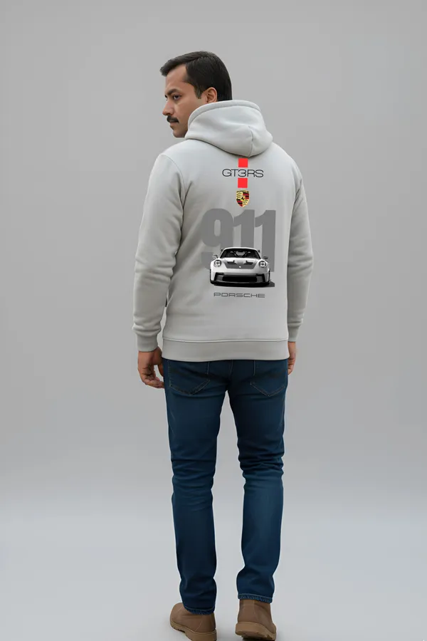 Melange_Fleece_Regular_Fit_Porsche_911_Gt3_Printed_Hoodie_|_For_Unisex