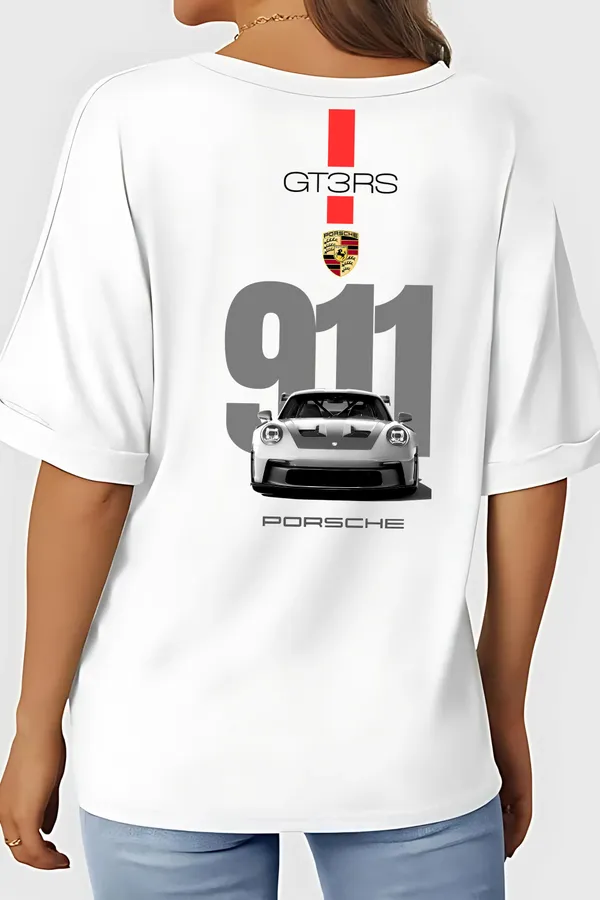 White_Cotton_911_Porsche_Car_Graphics_Printed_Oversized_T-Shirt_|_For_Men