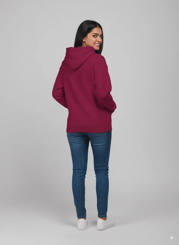 Maroon_Fleece_Regular_Fit_Plain_Hoodie_|_For_Women