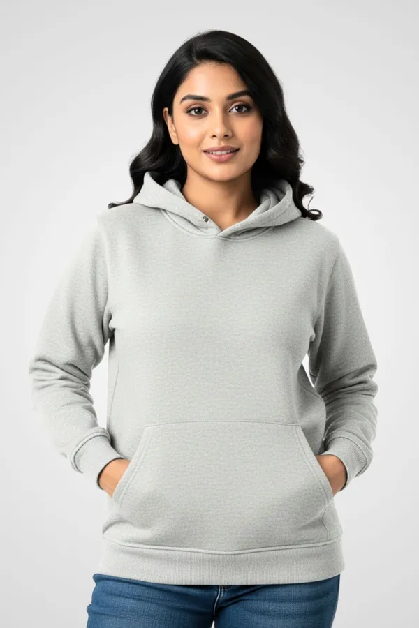 Melange_Fleece_Regular_Fit_Plain_Hoodie_|_For_Women