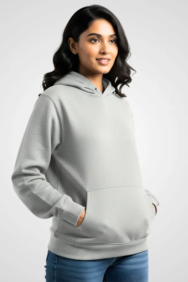 Melange_Fleece_Regular_Fit_Plain_Hoodie_|_For_Women