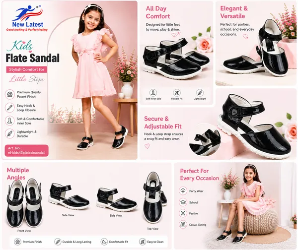 New_latest_kids_43pl_Black__sandal_for_girls
