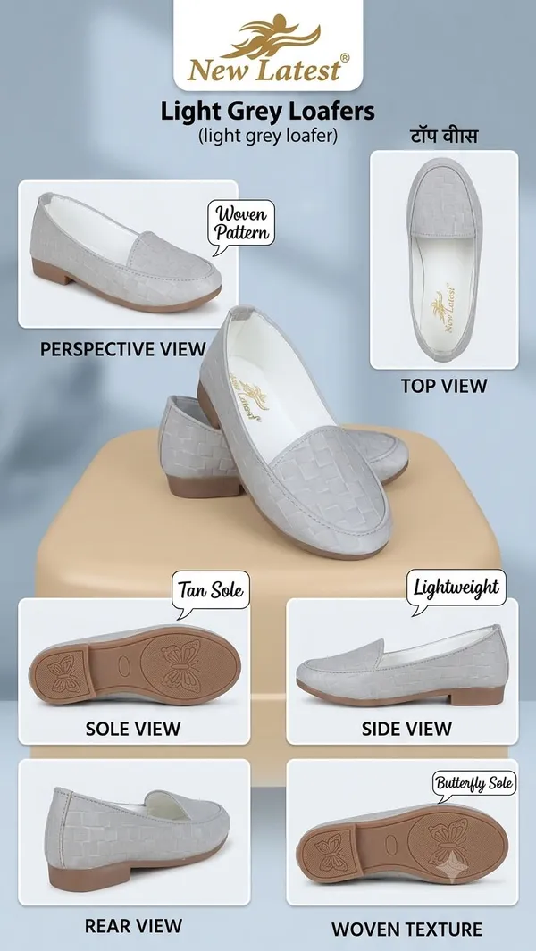 Grey_Textured_Slip-On_Loafers_for_Girls