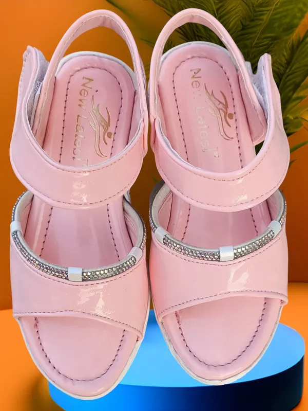 Pink_Faux_Leather_Velcro_Sandals_for_Girls