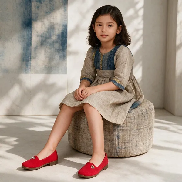 Red_Nubuck_Slip-On_Embellished_Loafers_For_Girls
