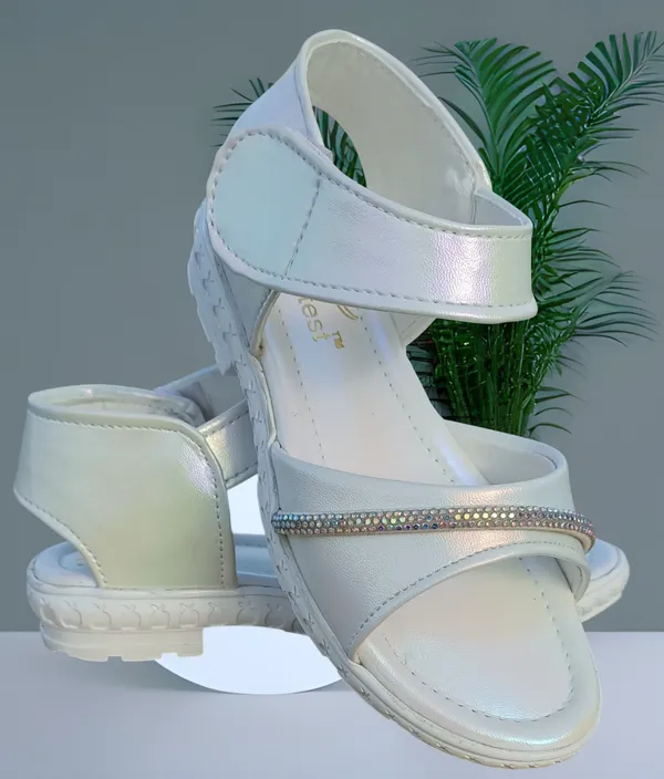 White_Synthetic_Embellished_Velcro_Sandals_for_Women