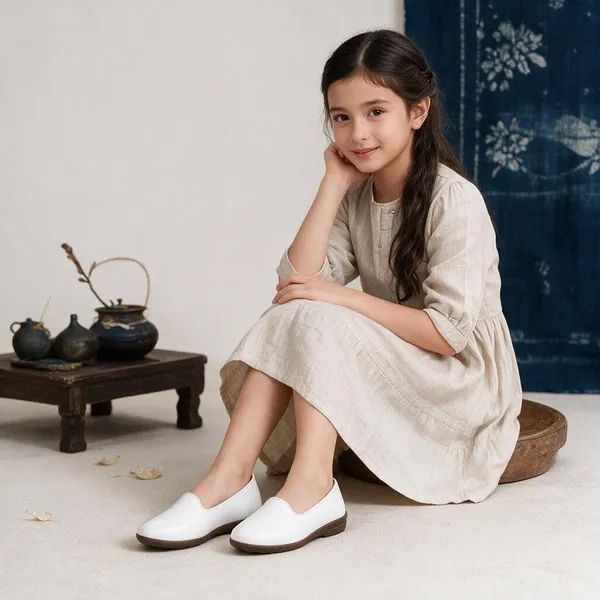 White_Synthetic_Slip-On_Loafers_For_Girls