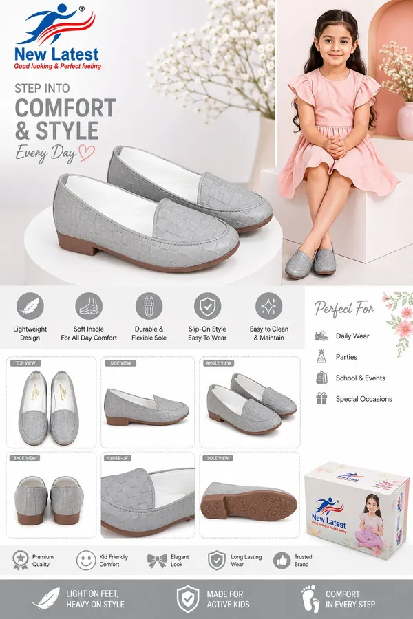 Grey_Textured_Slip-On_Loafers_for_Girls