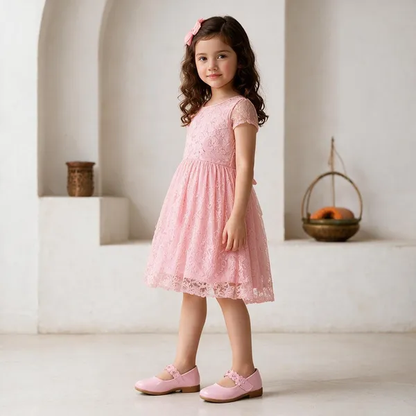 Pink_Synthetic_Bow_Ankle_Strap_Mary_Jane_Shoes_For_Girls