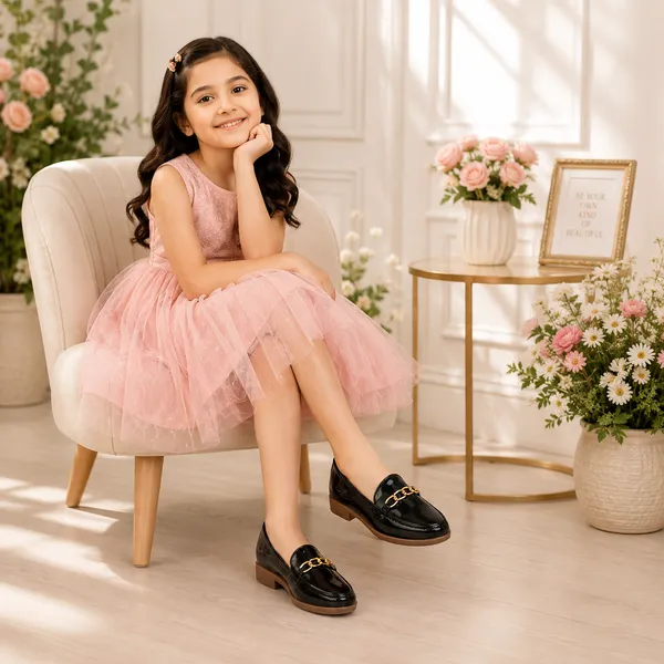 Black_Synthetic_Patent_Slip-On_Chain_Loafers_For_Girls