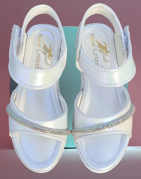 White_Synthetic_Embellished_Velcro_Sandals_for_Women