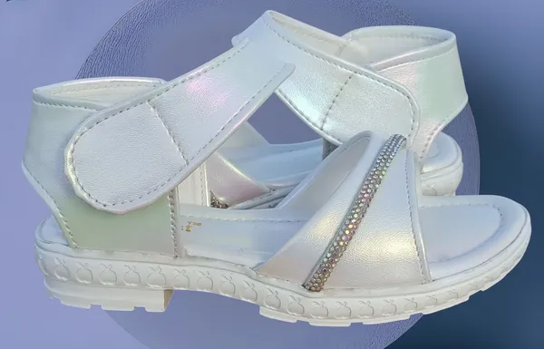 White_Synthetic_Embellished_Velcro_Sandals_for_Women