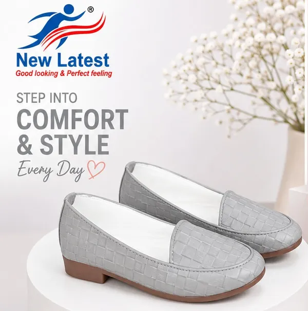 Grey_Textured_Slip-On_Loafers_for_Girls