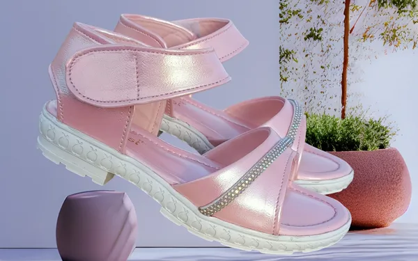 Pink_Faux_Leather_Velcro_Sandals_for_Girls
