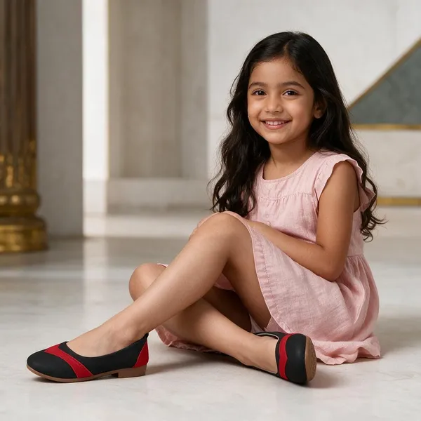 Black_And_Red__Synthetic_Slip-On_Flats_For_Girls