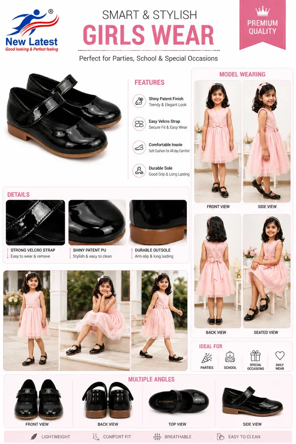 New_latest_kids_belt_Black_ballerina_for_girls