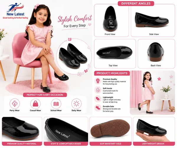 New_latest_kids_pl_Black_ballerina_for_girls