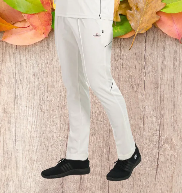 White_Polyester_Cricket_Track_Pant_For_Men