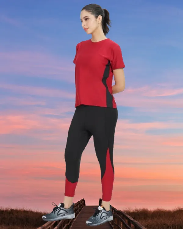 Black_&_Maroon_Tracksuit_(T-Shirt_&_Leggings)_For_Women