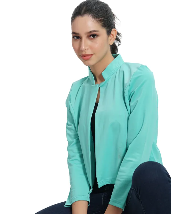 Turquoise_Comfortable_Four_Way_Lycra_Shrug_For_Women