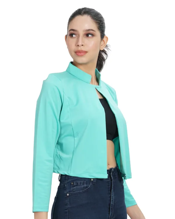 Turquoise_Comfortable_Four_Way_Lycra_Shrug_For_Women