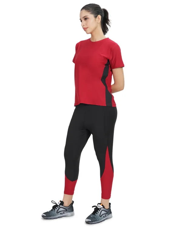 Black_&_Maroon_Tracksuit_(T-Shirt_&_Leggings)_For_Women