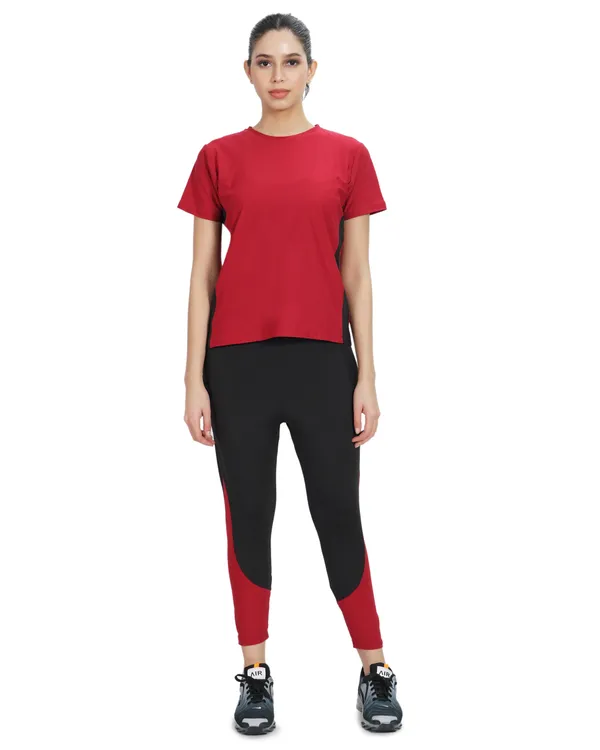 Black_&_Maroon_Tracksuit_(T-Shirt_&_Leggings)_For_Women
