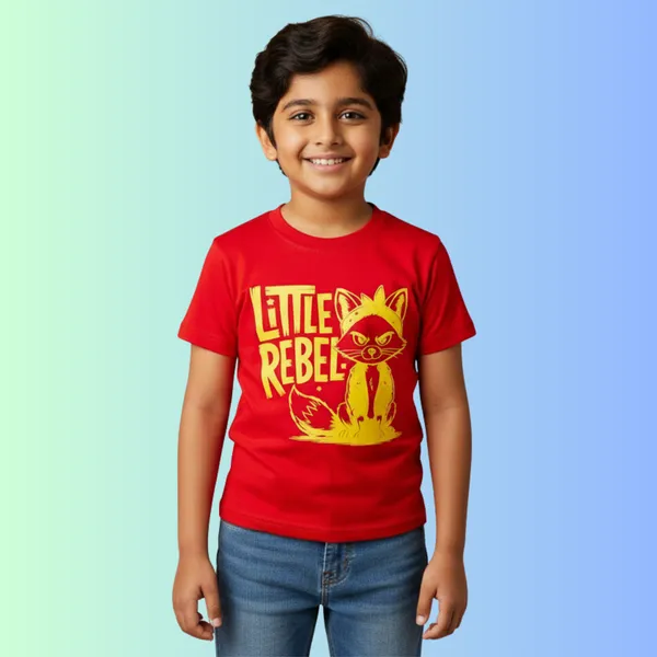 Red_Comfortable_Round_Neck_Rebel_Printed_T-Shirt_For_Kids
