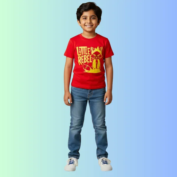 Red_Comfortable_Round_Neck_Rebel_Printed_T-Shirt_For_Kids