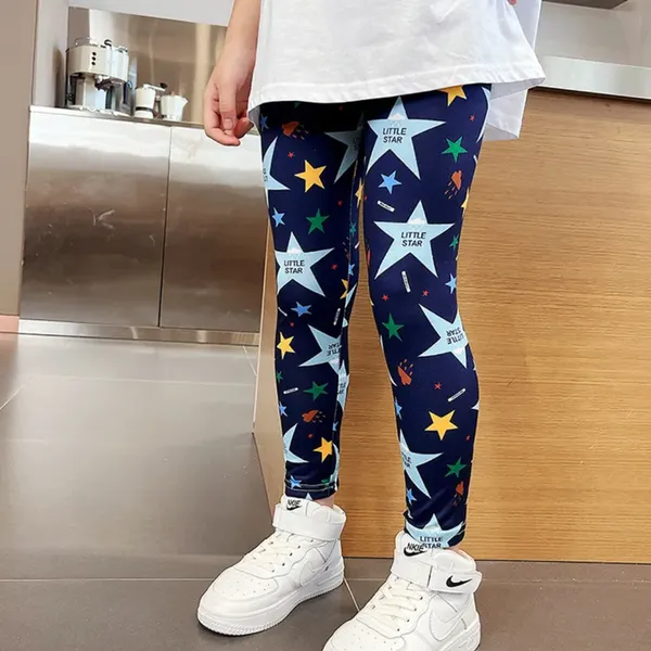 Cotton_Blended_Activewear_Super_Stretch_Blue_Leggings_-_Stars_design