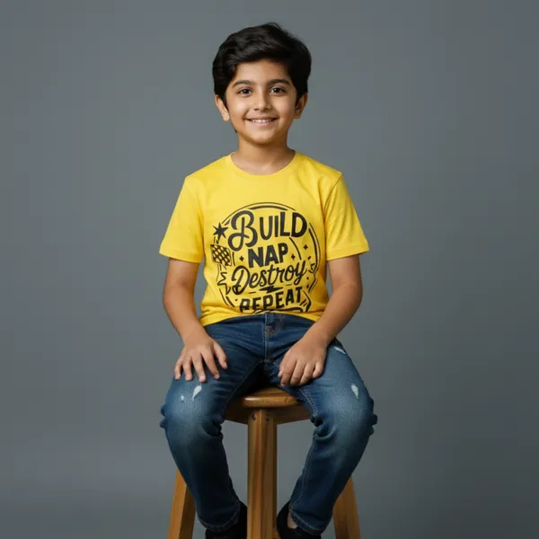 Yellow_Super_Soft_Cotton_T-Shirt_With_Nap_Typography_Design_For_Kids