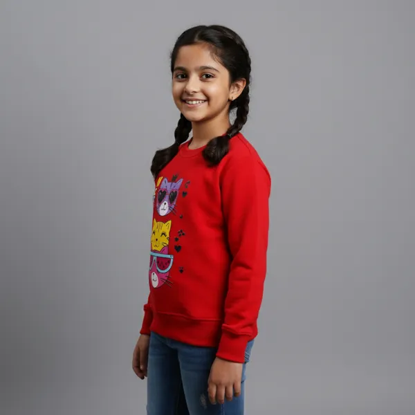 Red_Fleece_Knit_Full_Sleeves_Sweatshirts_With_Meow_Print_For_Girl