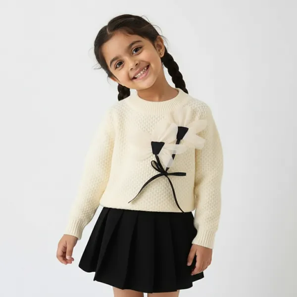 Beige_&_Black_Woolen_Top_&_Skirt_Winter_Dress_For_Girls