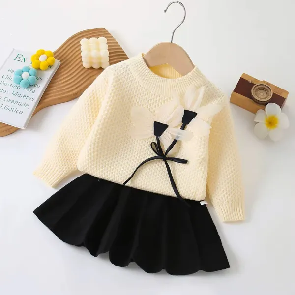 Beige_&_Black_Woolen_Top_&_Skirt_Winter_Dress_For_Girls