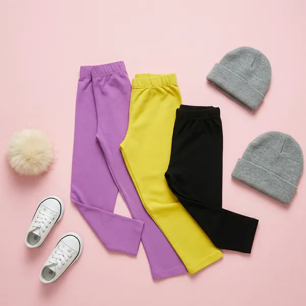 Super_Comfort_Cotton_Lycra_Plain_Leggings_for_Girls_(Pack_of_3)_|_Purple-Black-Yellow