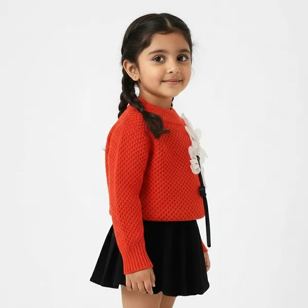 Red_&_Black_Christmas_Woolen_Top_&_Skirt_Winter_Dress_For_Girls