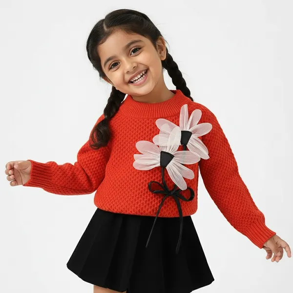 Red_&_Black_Christmas_Woolen_Top_&_Skirt_Winter_Dress_For_Girls