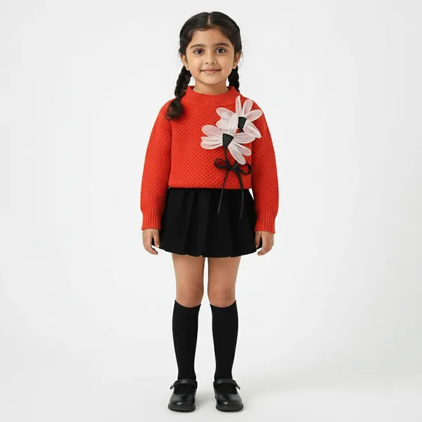 Red_&_Black_Christmas_Woolen_Top_&_Skirt_Winter_Dress_For_Girls