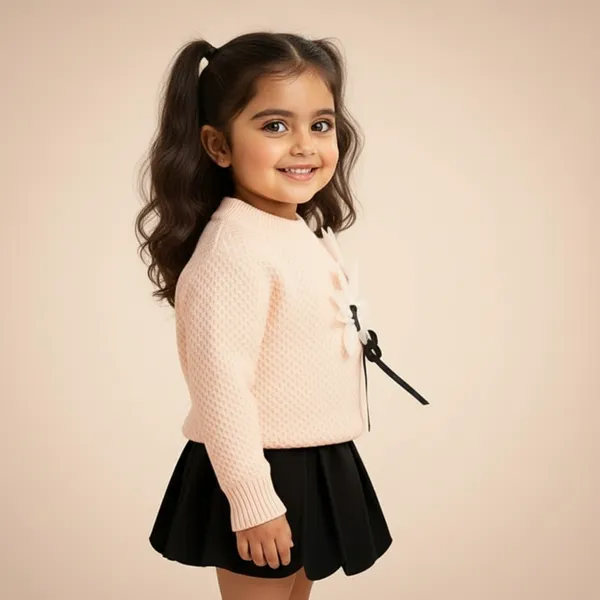 Pink_&_Black_3D_Woolen_Top_&_Skirt_Winter_Dress_For_Girls