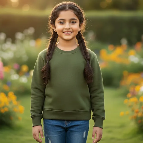 Military_Green_Fleece_Knit_Full_Sleeves_Plain_Sweatshirts_For_Kids